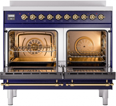 40" ILVE Nostalgie II Electric Freestanding Range in Blue with Brass Trim - UPDI406NMP/MBG