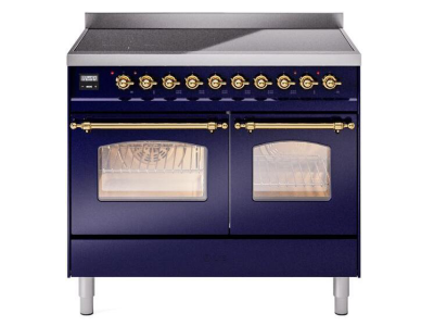 40" ILVE Nostalgie II Electric Freestanding Range in Blue with Brass Trim - UPDI406NMP/MBG