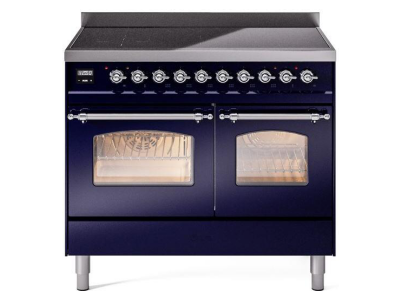 40" ILVE Nostalgie II Electric Freestanding Range in Blue with Chrome Trim - UPDI406NMP/MBC