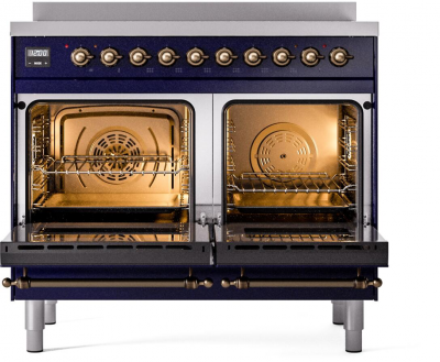 40" ILVE Nostalgie II Electric Freestanding Range in Blue with Bronze Trim - UPDI406NMP/MBB