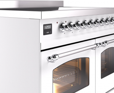 40" ILVE Nostalgie II Electric Freestanding Range in White with Chrome Trim - UPDI406NMP/WHC