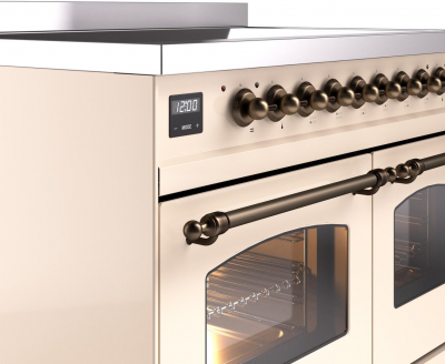 40" ILVE Nostalgie II Electric Freestanding Range in Antique White with Bronze Trim - UPDI406NMP/AWB