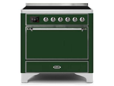 36" ILVE 3.5 Cu. Ft. Majestic II Electric Freestanding Range in Emerald Green with Chrome Trim - UMI09QNS3/EGC