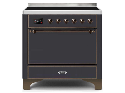 36" ILVE 3.5 Cu. Ft. Majestic II Electric Freestanding Range in Matte Graphite with Bronze Trim - UMI09QNS3/MGB