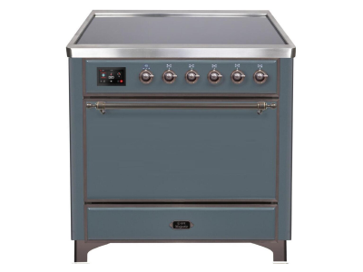 36" ILVE 3.5 Cu. Ft. Majestic II Electric Freestanding Range in Blue Grey with Bronze Trim - UMI09QNS3/BGB