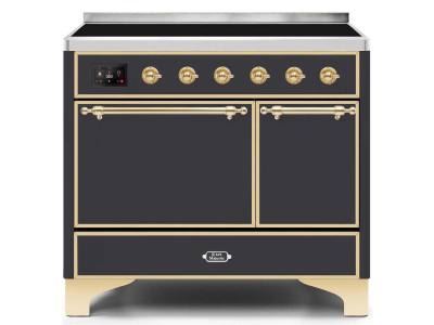 40" ILVE 3.82 Cu. Ft. Majestic II Electric Freestanding Range in Matte Graphite with Brass Trim - UMDI10QNS3/MGG