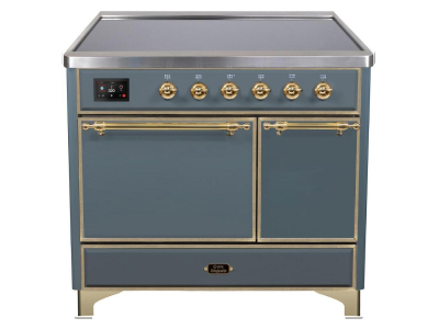 40" ILVE 3.82 Cu. Ft. Majestic II Electric Freestanding Range in Blue Grey with Brass Trim - UMDI10QNS3/BGG