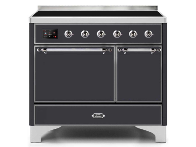 40" ILVE Majestic II Electric Freestanding Range in Matte Graphite with Chrome Trim - UMDI10QNS3/MGC