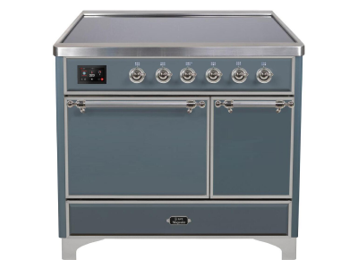 40" ILVE Majestic II Electric Freestanding Range in Blue Grey with Chrome Trim - UMDI10QNS3/BGC