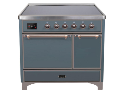 40" ILVE Majestic II Electric Freestanding Range in Blue Grey with Bronze Trim - UMDI10QNS3/BGB