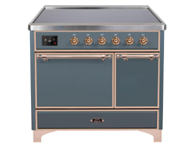 40" ILVE Majestic II Electric Freestanding Range in  Blue Grey with Copper Trim - UMDI10QNS3/BGP