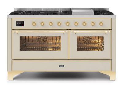 60" ILVE Majestic II Dual Fuel Liquid Propane Range with Brass Trim - UM15FDNS3/AWG LP