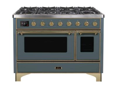 48" ILVE 5.02 Cu. Ft. Majestic II Dual Fuel Liquid Propane Freestanding Range with Brass Trim - UM12FDNS3/BGG LP