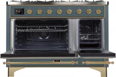 48" ILVE 5.02 Cu. Ft. Majestic II Dual Fuel Natural Gas Freestanding Range with Bronze Trim - UM12FDNS3/BGB NG