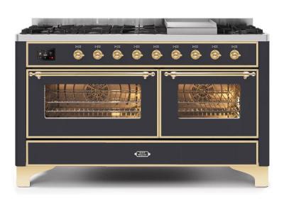 60" ILVE Majestic II Dual Fuel Natural Gas Range with Copper Trim - UM15FDNS3/MGP NG