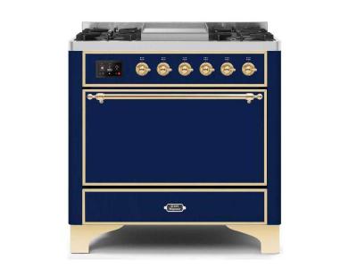 36" ILVE Majestic II Dual Fuel Liquid Propane Freestanding Range With Copper Trim - UM09FDQNS3/MBP LP