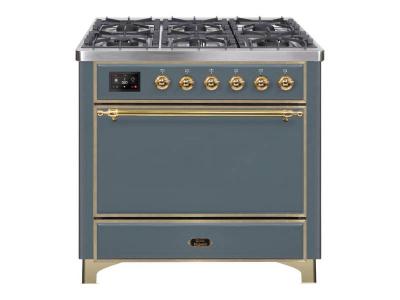 36" ILVE Majestic II Dual Fuel Liquid Propane Freestanding Range with Brass Trim - UM09FDQNS3/BGG LP