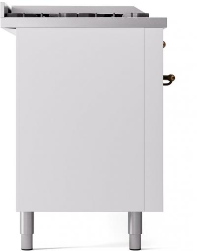 60" ILVE Nostalgie II Dual Fuel Natural Gas Freestanding Range in White with Bronze Trim - UP60FSNMP/WHB NG