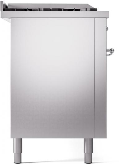 60" ILVE Nostalgie II Dual Fuel Natural Gas Freestanding Range in Stainless Steel with Chrome Trim - UP60FSNMP/SSC NG