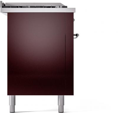 60" ILVE Nostalgie II Dual Fuel Natural Gas Freestanding Range in Burgundy with Chrome Trim - UP60FSNMP/BUC NG