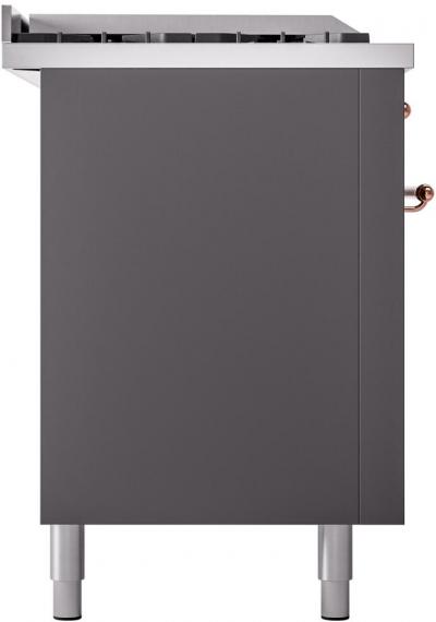 60" ILVE Nostalgie II Dual Fuel Liquid Propane Freestanding Range in Matte Graphite with Copper Trim - UP60FSNMP/MGP LP