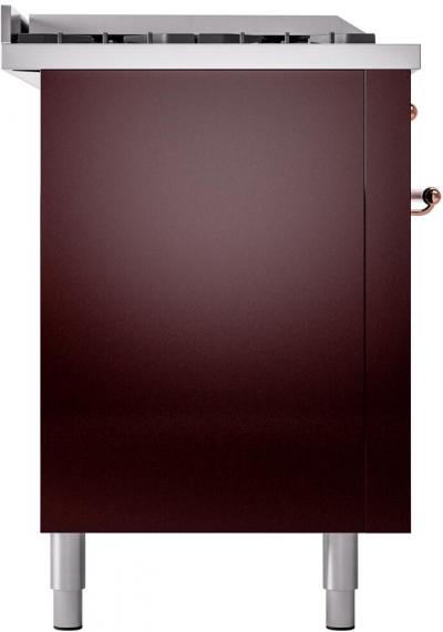 60" ILVE Nostalgie II Dual Fuel Liquid Propane Freestanding Range in  Burgundy with Copper Trim - UP60FSNMP/BUP LP