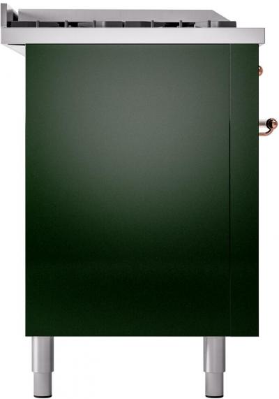 60" ILVE Nostalgie II Dual Fuel Liquid Propane Freestanding Range in  Emerald Green with Copper Trim - UP60FSNMP/EGP LP