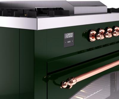 60" ILVE Nostalgie II Dual Fuel Liquid Propane Freestanding Range in  Emerald Green with Copper Trim - UP60FSNMP/EGP LP