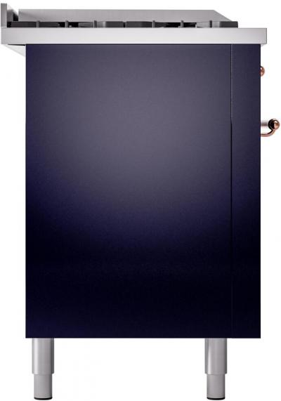 60" ILVE Nostalgie II Dual Fuel Liquid Propane Freestanding Range in Blue with Copper Trim - UP60FSNMP/MBP LP