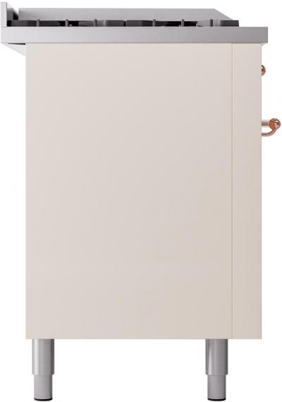 60" ILVE Nostalgie II Dual Fuel Liquid Propane Freestanding Range in Antique White with Copper Trim - UP60FSNMP/AWP LP