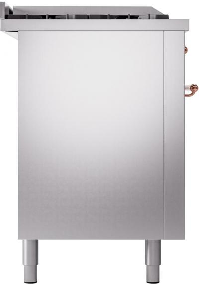 60" ILVE Nostalgie II Dual Fuel Natural Gas Freestanding Range in Stainless Steel with Copper Trim - UP60FSNMP/SSP NG