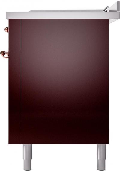 60" ILVE Nostalgie II Dual Fuel Natural Gas Freestanding Range in  Burgundy with Copper Trim - UP60FSNMP/BUP NG