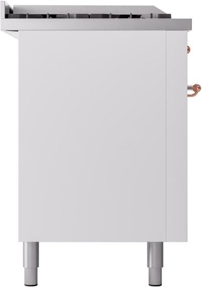 60" ILVE Nostalgie II Dual Fuel Natural Gas Freestanding Range in White with Copper Trim - UP60FSNMP/WHP NG