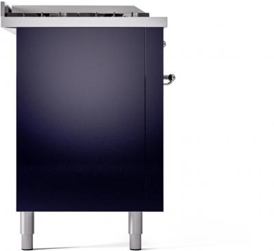 60" ILVE Nostalgie II Dual Fuel Natural Gas Freestanding Range in Blue with Chrome Trim - UP60FSNMP/MBC NG