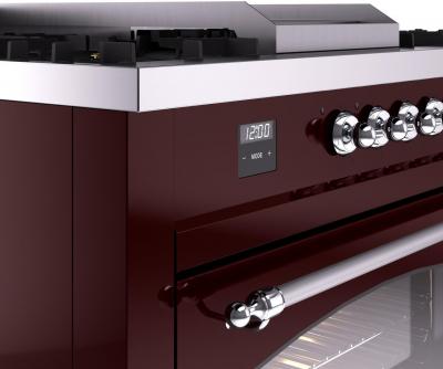 60" ILVE Nostalgie II Dual Fuel Liquid Propane Freestanding Range in Burgundy with Chrome Trim - UP60FSNMP/BUC LP