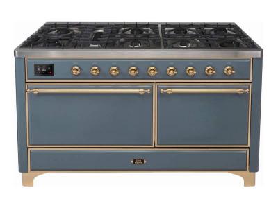 60" ILVE Majestic II Dual Fuel Natural Gas Range with Bronze Trim - UM15FDQNS3/BGB NG