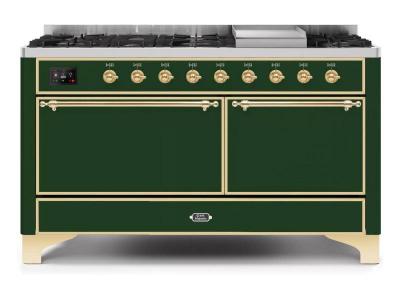 60" ILVE Majestic II Dual Fuel Liquid Propane Range with Copper Trim - UM15FDQNS3/EGP LP