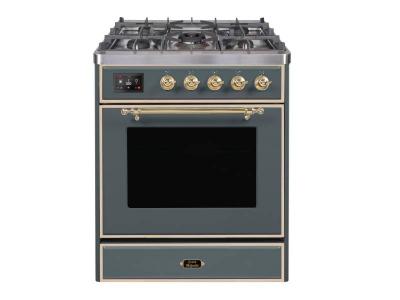 30" ILVE Majestic II Dual Fuel Liquid Propane Freestanding Range with Chrome Trim - UM30DNE3/BGC LP