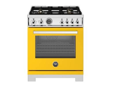 30" BERTAZZONI Professional Series Freestanding Dual Fuel Range with 4 Brass Burners - PRO304BFEPGIT