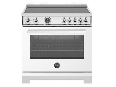 36" Bertazzoni Professional Series Induction Range With 5 Heating Zones In White - PRO365ICFEPBIT