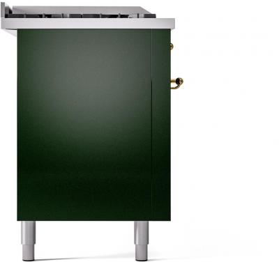 60" ILVE Nostalgie II Dual Fuel Natural Gas Freestanding Range in Emerald Green with Brass Trim - UP60FSNMP/EGG NG