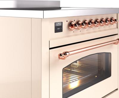 36" ILVE Nostalgie II Electric Freestanding Range in Antique White with Copper Trim - UPI366NMP/AWP