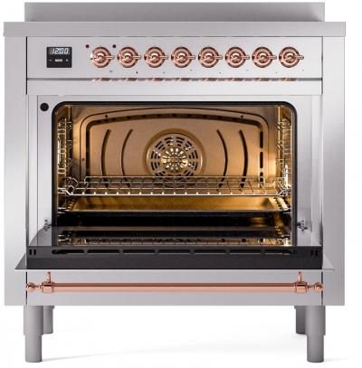 36" ILVE Nostalgie II Electric Freestanding Range in Stainless Steel with Copper Trim - UPI366NMP/SSP