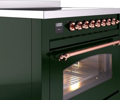 36" ILVE Nostalgie II Electric Freestanding Range in Emerald Green with Copper Trim - UPI366NMP/EGP