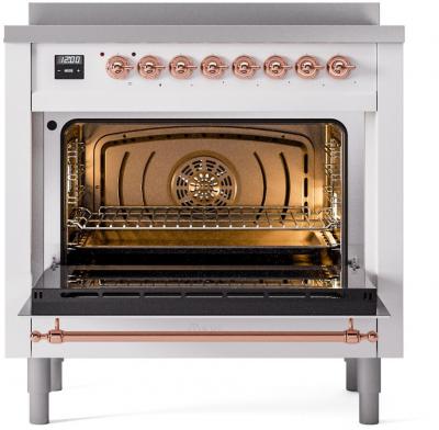 36" ILVE Nostalgie II Electric Freestanding Range in White with Copper Trim - UPI366NMP/WHP