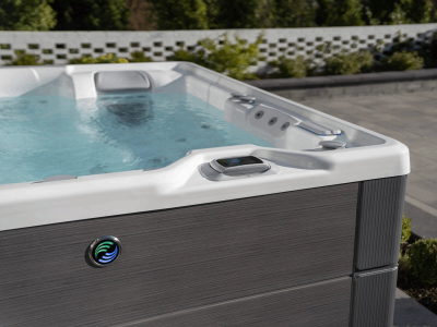 HotSpring Highlife Collection 5 Seat Hot Tub with Brushed Nickel Cabinet - Aria-BN-AW