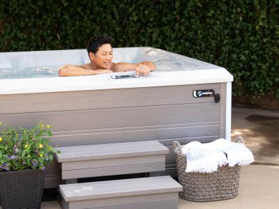 HotSpring Limelight Collection 6 Seats Premium Hot Tub with Coastal Gray Cabinet - Flair-CG-AW