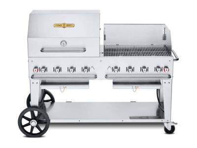 60" Crown Verity Single Inlet Bulk Propane Dome & Windguard Package Mobile Grill - CV-MCB-60-SI-BULK-RWP