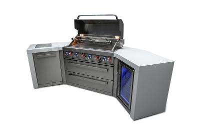 Mont Alpi 6 Burner Deluxe Island With 45 Degree Corners and a Fridge Cabinet - MAi805-D45FC