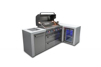 Mont Alpi 6 Burner Deluxe Island With 90 Degree Corner and a Fridge Cabinet - MAi805-D90FC